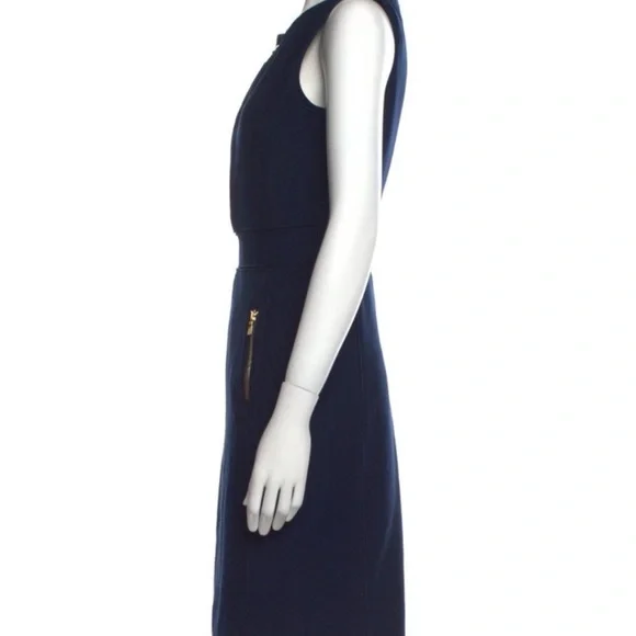 Tory Burch Blue with Gold Hardware with Embossment Dress EUC Size 4 - Picture 4 of 11